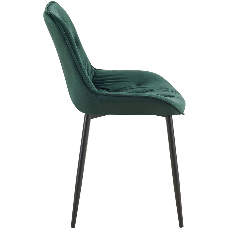 Chaise moderne capitonnée en Velours Vert Métal Noir Noryssa - 3