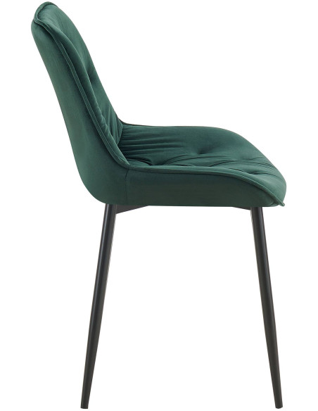 Chaise moderne capitonnée en Velours Vert Métal Noir Noryssa - 3
