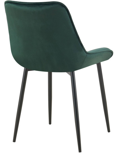 Chaise moderne capitonnée en Velours Vert Métal Noir Noryssa - 4