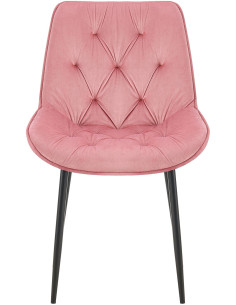 Chaise moderne capitonnée en Velours Rose Métal Noir Noryssa - 1 2