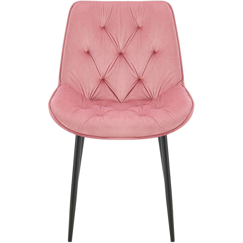 Chaise moderne capitonnée en Velours Rose Métal Noir Noryssa - 2