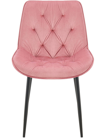 Chaise moderne capitonnée en Velours Rose Métal Noir Noryssa - 2