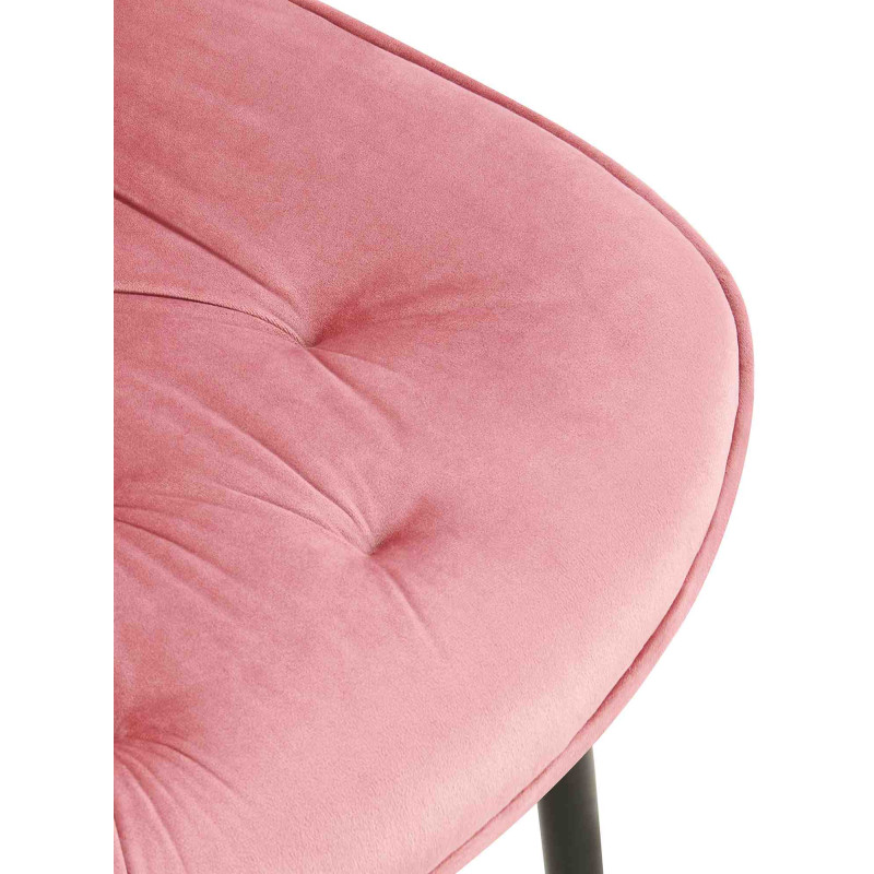 Chaise moderne capitonnée en Velours Rose Métal Noir Noryssa - 6