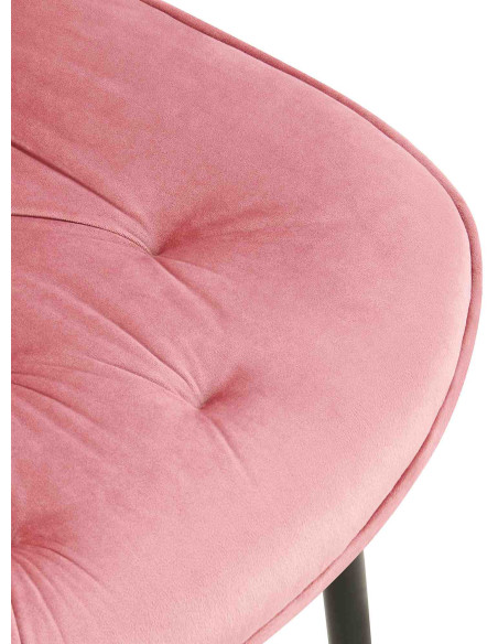 Chaise moderne capitonnée en Velours Rose Métal Noir Noryssa - 6