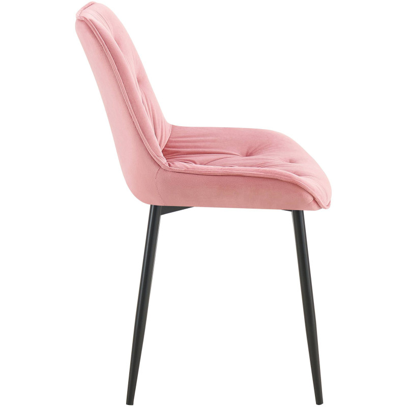Chaise moderne capitonnée en Velours Rose Métal Noir Noryssa - 3