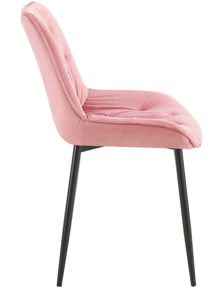 Chaise moderne capitonnée en Velours Rose Métal Noir Noryssa - 3