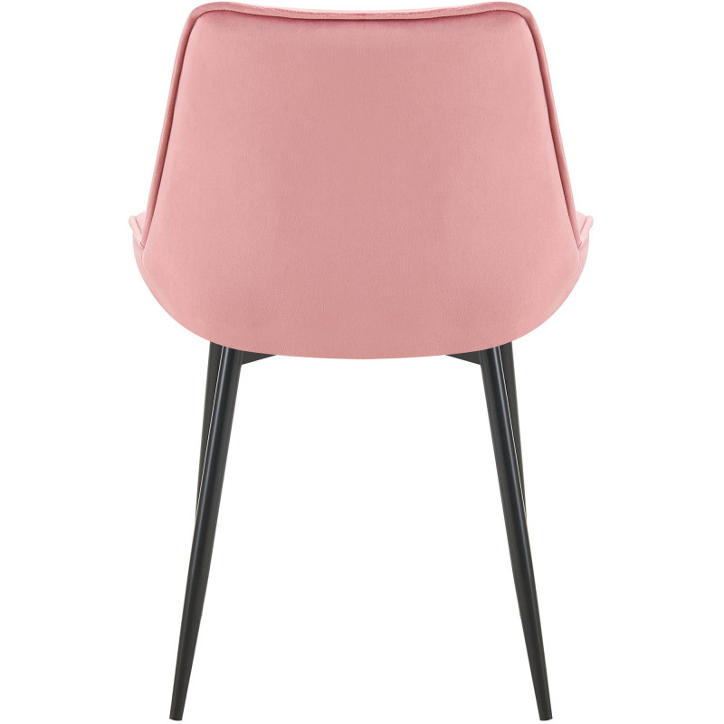 Chaise moderne capitonnée en Velours Rose Métal Noir Noryssa - 4