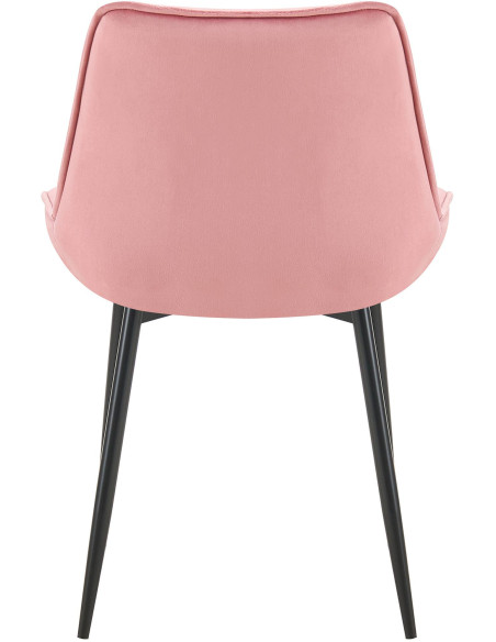 Chaise moderne capitonnée en Velours Rose Métal Noir Noryssa - 4