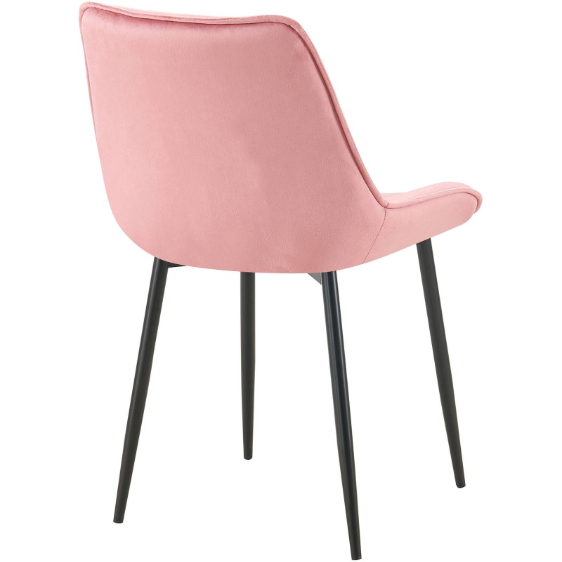 Chaise moderne capitonnée en Velours Rose Métal Noir Noryssa - 5