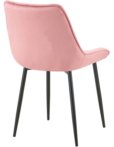 Chaise moderne capitonnée en Velours Rose Métal Noir Noryssa - 5