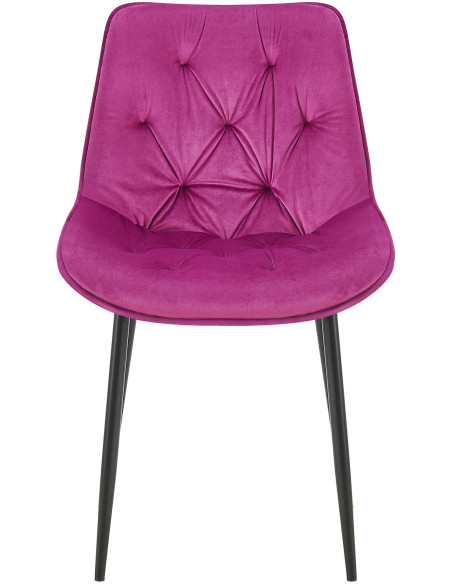Chaise moderne capitonnée en Velours Violet Métal Noir Noryssa - 2