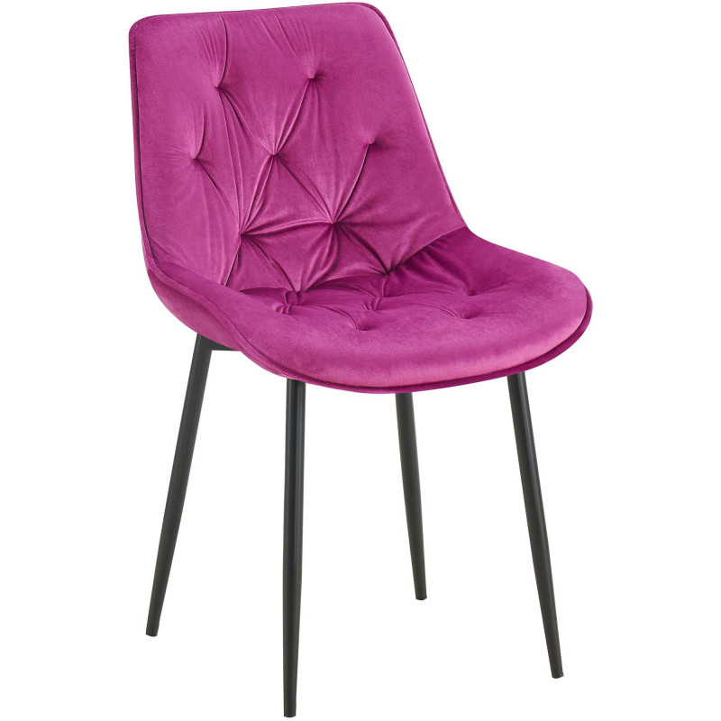 Chaise moderne capitonnée en Velours Violet Métal Noir Noryssa - 1