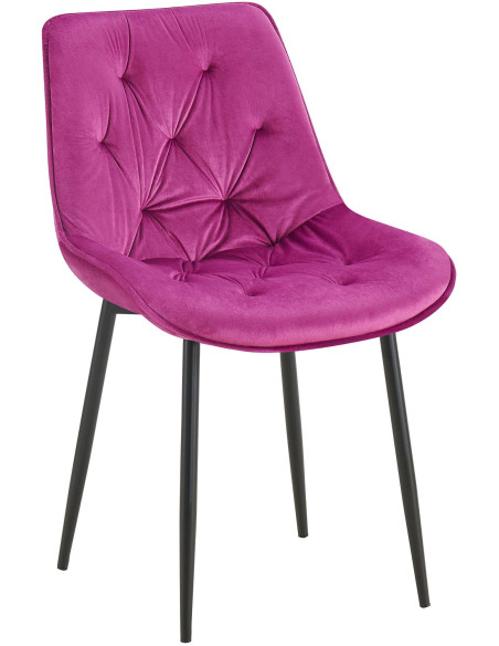 Chaise moderne capitonnée en Velours Violet Métal Noir Noryssa - 1
