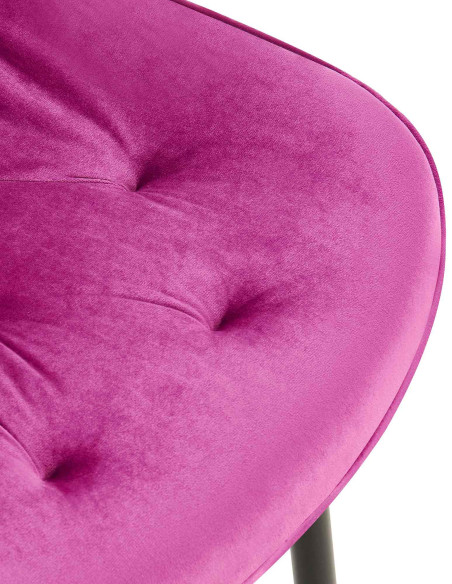 Chaise moderne capitonnée en Velours Violet Métal Noir Noryssa - 7