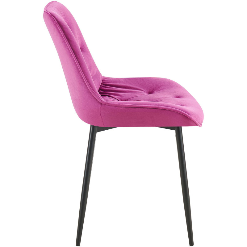 Chaise moderne capitonnée en Velours Violet Métal Noir Noryssa - 3
