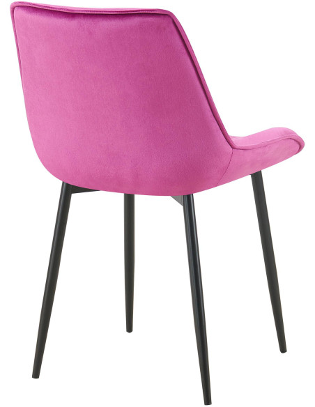 Chaise moderne capitonnée en Velours Violet Métal Noir Noryssa - 4