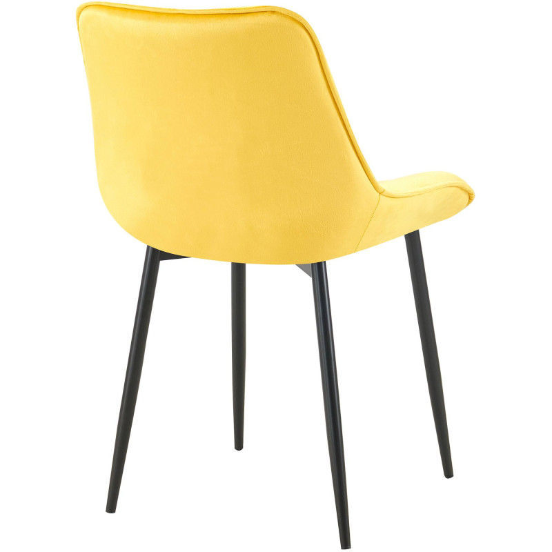 Chaise moderne capitonnée en Velours Jaune Métal Noir Noryssa - 4
