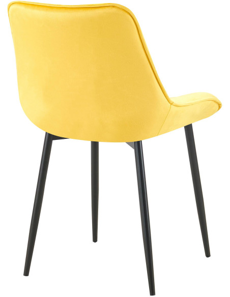 Chaise moderne capitonnée en Velours Jaune Métal Noir Noryssa - 4