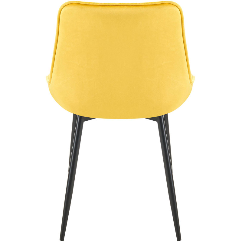 Chaise moderne capitonnée en Velours Jaune Métal Noir Noryssa - 5