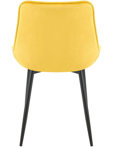 Chaise moderne capitonnée en Velours Jaune Métal Noir Noryssa - 5