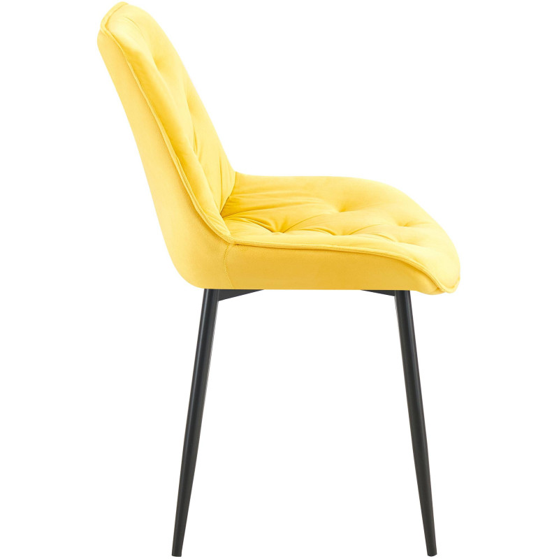 Chaise moderne capitonnée en Velours Jaune Métal Noir Noryssa - 3