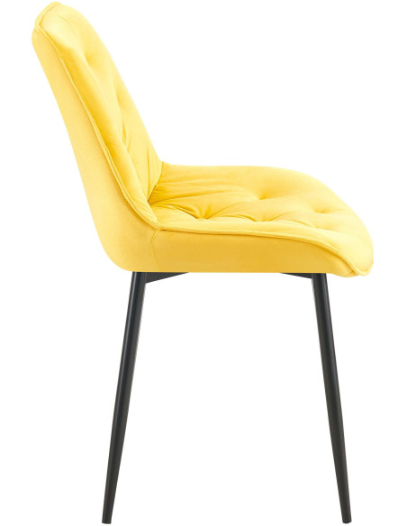 Chaise moderne capitonnée en Velours Jaune Métal Noir Noryssa - 3