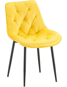 Chaise moderne capitonnée en Velours Jaune Métal Noir Noryssa - 1