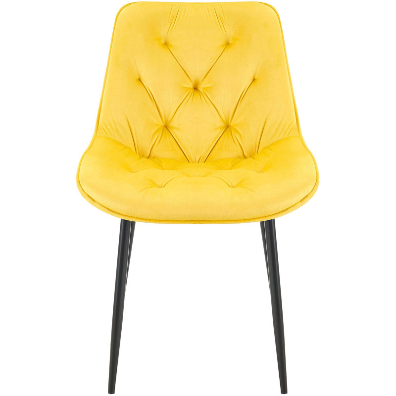 Chaise moderne capitonnée en Velours Jaune Métal Noir Noryssa - 2