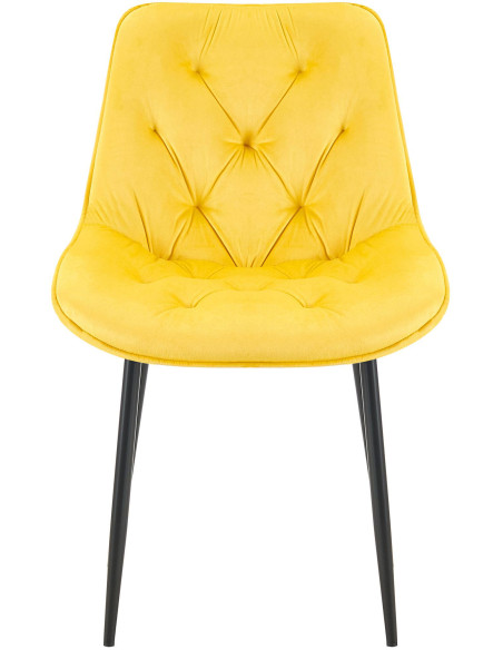 Chaise moderne capitonnée en Velours Jaune Métal Noir Noryssa - 2