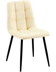 Chaise design scandinave en Polyuréthane Blanc crème Métal Noir Selvios - 1
