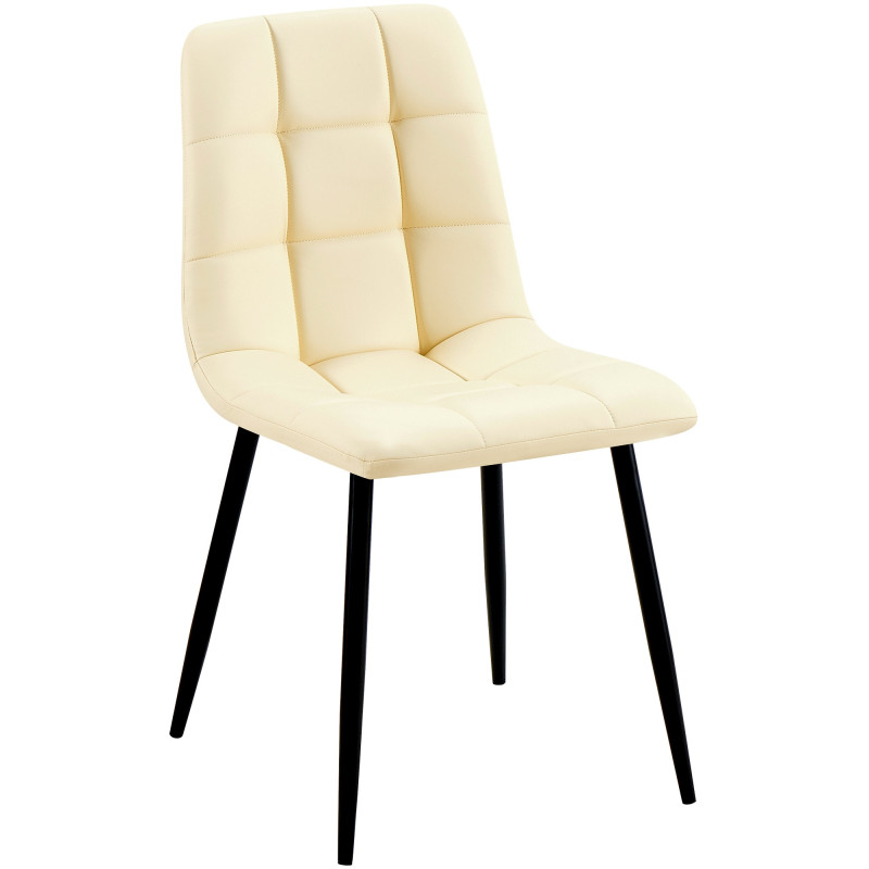 Chaise design scandinave en Polyuréthane Blanc crème Métal Noir Selvios - 1