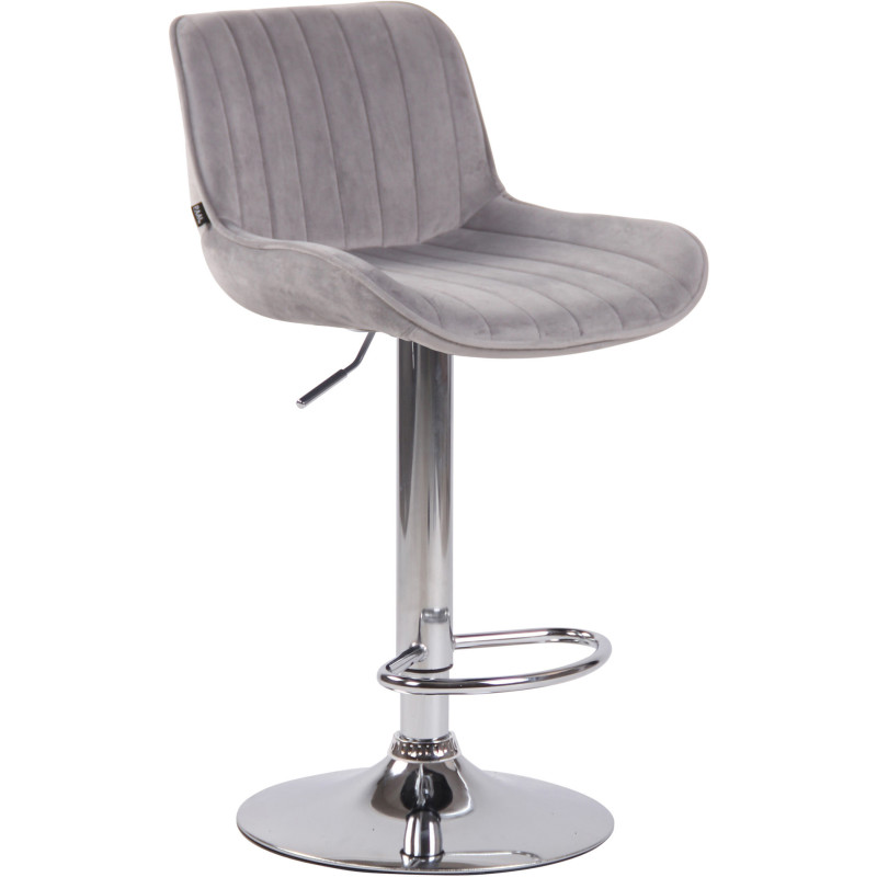 Tabouret de bar Avec dossier Nelson en Velours Gris Métal Chromé - 1