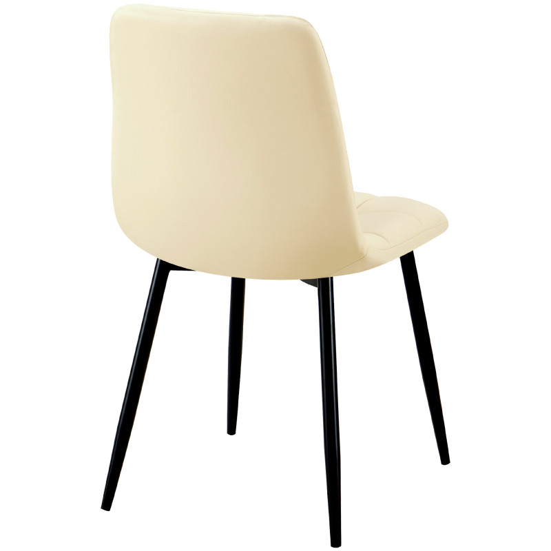 Chaise design scandinave en Polyuréthane Blanc crème Métal Noir Selvios - 2