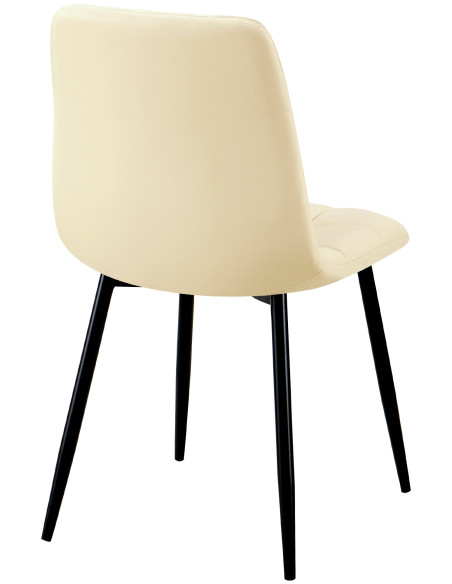 Chaise design scandinave en Polyuréthane Blanc crème Métal Noir Selvios - 2