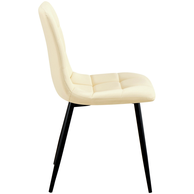 Chaise design scandinave en Polyuréthane Blanc crème Métal Noir Selvios - 6