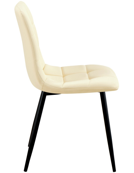 Chaise design scandinave en Polyuréthane Blanc crème Métal Noir Selvios - 6