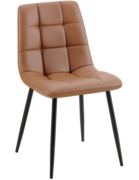 Chaise design scandinave en Polyuréthane Marron foncé Métal Noir Selvios - 1