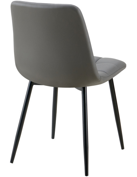 Chaise design scandinave en Polyuréthane Gris foncé Métal Noir Selvios - 2