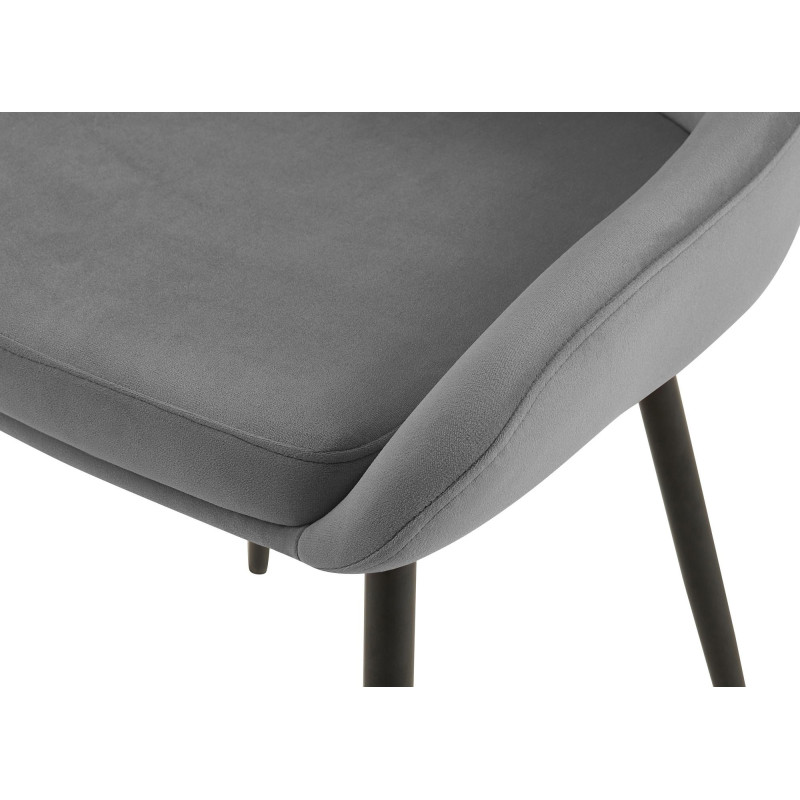 Chaise moderne en Velours Gris foncé Métal Noir Jorvila - 5