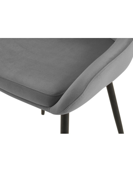 Chaise moderne en Velours Gris foncé Métal Noir Jorvila - 5
