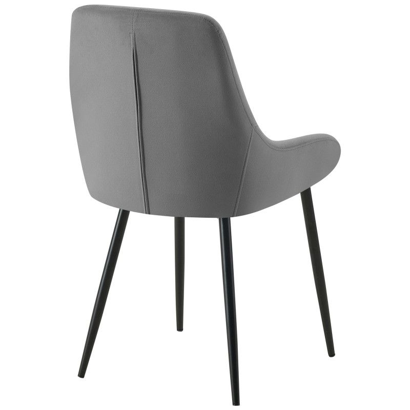 Chaise moderne en Velours Gris foncé Métal Noir Jorvila - 3