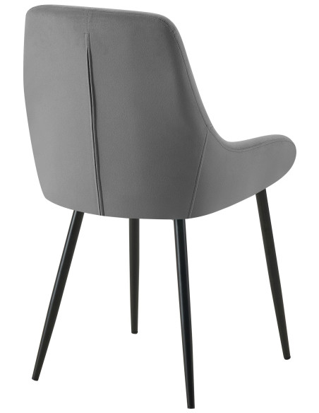 Chaise moderne en Velours Gris foncé Métal Noir Jorvila - 3