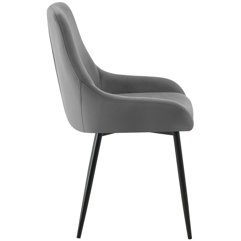 Chaise moderne en Velours Gris foncé Métal Noir Jorvila - 2