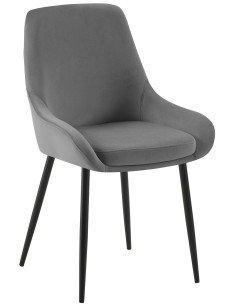 Chaise moderne en Velours Gris foncé Métal Noir Jorvila - 1