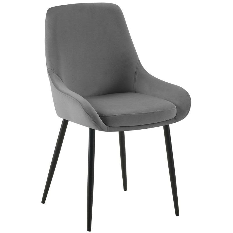 Chaise moderne en Velours Gris foncé Métal Noir Jorvila - 1