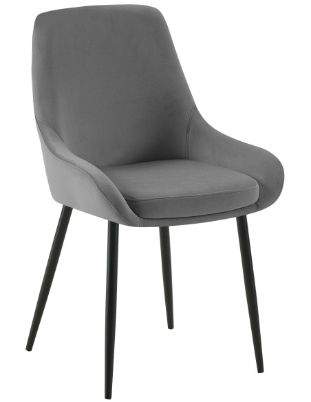 Chaise moderne en Velours Gris foncé Métal Noir Jorvila - 1