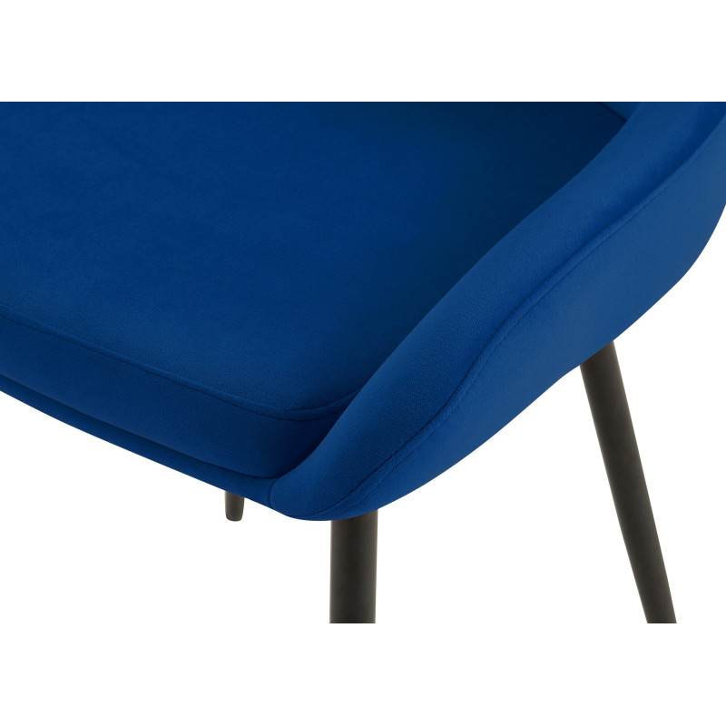 Chaise moderne en Velours Bleu foncé Métal Noir Jorvila - 5