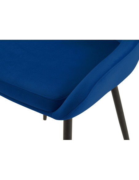 Chaise moderne en Velours Bleu foncé Métal Noir Jorvila - 5