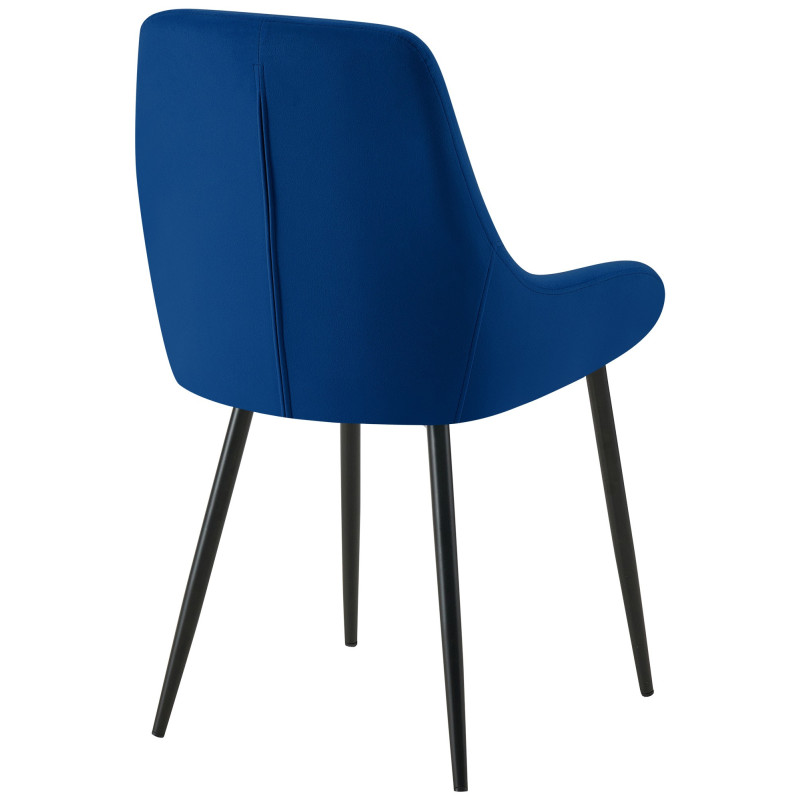 Chaise moderne en Velours Bleu foncé Métal Noir Jorvila - 3