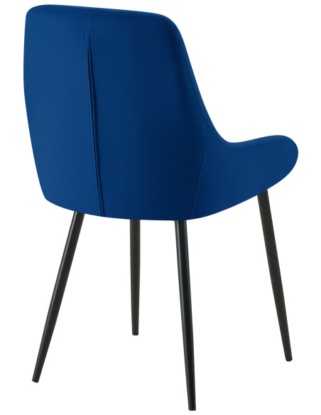 Chaise moderne en Velours Bleu foncé Métal Noir Jorvila - 3
